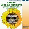 Plakat für Open Air Flohmarkt mit Sonnenblume